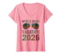 Mujer Niños Myrtle Beach Vacaciones 2026 Viaje Crucero Vacay Coincidencia Camiseta Cuello V