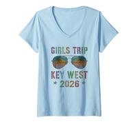 Mujer Niños NIÑAS Viaje Key West 2026 Vacay Cruise Travel Matching Camiseta Cuello V