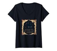 Mujer Niños Piratas Nacidos para saquear la Caza del Tesoro aventurera Camiseta Cuello V, Negro, XXL