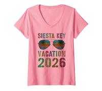 Mujer Niños Siesta Key Vacation 2026 Vacay Holiday Travel Matching Camiseta Cuello V