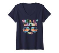 Mujer Niños Siesta Key Vacation 2026 Vacay Holiday Travel Matching Camiseta Cuello V