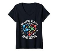 Mujer Nitrógeno a mi Ciencia del Carbono Amor Química Camiseta Cuello V