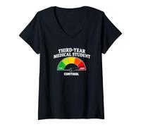 Mujer Nivel Divertido de cortisol para Estudiantes de Medicina de Tercer año Camiseta Cuello V