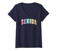 Mujer Nivel Final Senior Anuario Casi allí Clase Retro de 2026 Camiseta Cuello V