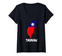 Mujer Niza Bandera de Taiwán país Camiseta Cuello V