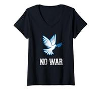 Mujer No a la guerra, Paloma de la paz, Contra la guerra Camiseta Cuello V