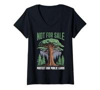 Mujer No a la Venta Proteger Nuestras Tierras Públicas Gracioso Guardar Natur Camiseta Cuello V