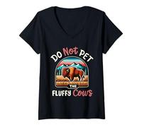 Mujer No acaricies a las vacas esponjosas Funny Yellowstone National Park Camiseta Cuello V
