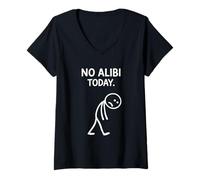 Mujer No Alibi Today Asesinato Misterio Cena Detective Noche Fiesta Camiseta Cuello V