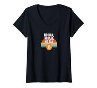 Mujer No Ban No Flag No Impuestos Libertad Financiar Poder Bitcoin Camiseta Cuello V