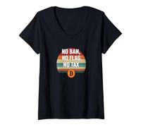 Mujer No Ban No Flag No Impuestos Libertad Financiar Poder Bitcoin Camiseta Cuello V