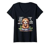 Mujer No Bebo café para Despertar Me Despierto para Tomar café Camiseta Cuello V