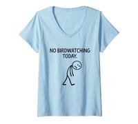 Mujer No Birdwatching Today Funny Birder Mood Stick Figura Camiseta Cuello V