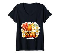 Mujer No Carb Club Carnivore Keto Ketogenic Dieta Nutrición Cita Camiseta Cuello V