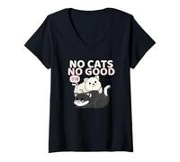 Mujer No Cats No Good (Lindo gráfico de Gato asiático) Camiseta Cuello V