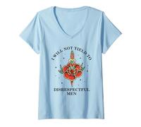 Mujer No cederé Ante los Hombres irrespetuosos Camiseta Cuello V