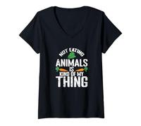 Mujer No Comer Animales es Algo mío Camiseta Cuello V