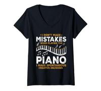Mujer No cometo Errores al Tocar el Piano Pianista Divertido Camiseta Cuello V