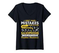 Mujer No cometo Errores al Tocar el saxofonista de saxofón Camiseta Cuello V