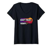 Mujer No confíe en verificar la verdad a prueba de libertad auto custodia bitcoin Camiseta Cuello V