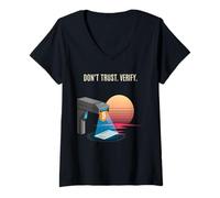 Mujer No confíe en verificar la verdad a prueba de libertad auto custodia bitcoin Camiseta Cuello V