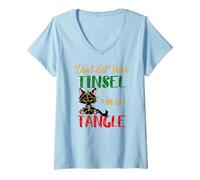 Mujer No consigas tu oropel en un Enredo Amante los Gatos Navidad Camiseta Cuello V