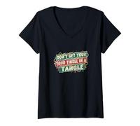 Mujer No consigas tu oropel en un enredo Festivo de Navidad Camiseta Cuello V