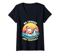Mujer No Cookies Just Cocktails Santa Beach Trip Navidad en Julio Camiseta Cuello V