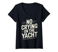 Mujer No Crying On The Yacht Chistes sobre navegación de Lujo Camiseta Cuello V