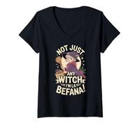 Mujer No Cualquier Bruja, Soy La Befana Epifanía Italiana Divertida Camiseta Cuello V