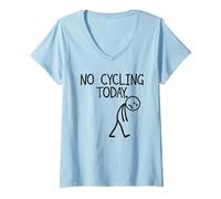 Mujer No Cycling Today - Figura Divertida de Palo de Bicicleta Camiseta Cuello V