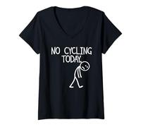 Mujer No Cycling Today - Figura Divertida de Palo de Bicicleta Camiseta Cuello V