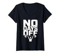 Mujer No Days Off Fitness Motivación Gimnasio Entrenamiento Camiseta Cuello V