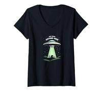 Mujer No de por aquí: Humor de Ciencia ficción para visitantes alienígenas Camiseta Cuello V, Negro, XXL