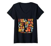 Mujer No dejaré que sus mentiras roben mi alegría tramposo con el corazón roto Camiseta Cuello V