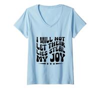Mujer No dejaré que sus mentiras roben mi alegría tramposo con el corazón roto Camiseta Cuello V