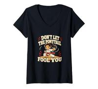 Mujer No Dejes Que la Cola de Caballo te engañe Karate Humor Chicas Camiseta Cuello V