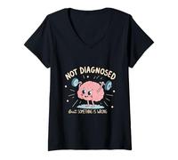 Mujer No diagnosticado Pero Algo está Mal Salud Mental Humor Camiseta Cuello V