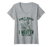 Mujer No discutas Que Castro para Vivir un Divertido Veterinario de mapaches Camiseta Cuello V
