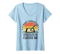 Mujer No elijo al animador Papá La vida me elige a mí Animate Camiseta Cuello V