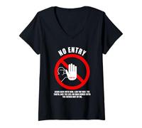 Mujer NO Entry - No Man Comes To The Father John 14:6 Warning Sign Camiseta Cuello V