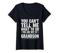 Mujer No eres mi nieto de papá divertido Cita Padres Día 2025 Camiseta Cuello V