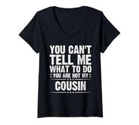 Mujer No eres mi primo Cita de papá divertido Día de los padres Camiseta Cuello V