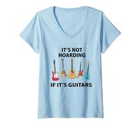 Mujer No es acaparamiento si Son Guitarras Camiseta Cuello V