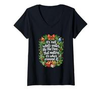 Mujer No es lo Que Importa Debajo del árbol Camiseta Cuello V