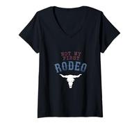 Mujer No es mi Primer Atuendo de Rodeo Femenino de música Country Camiseta Cuello V