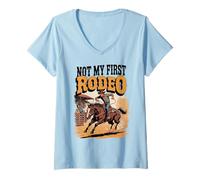 Mujer No es mi Primer Rodeo Horse Country Western Vintage Hombres Mujeres Camiseta Cuello V