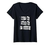Mujer No es Tan Falso como Parece Camiseta Cuello V