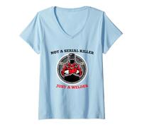 Mujer No es un Asesino en Serie, Solo un Soldador de Soldadura Camiseta Cuello V