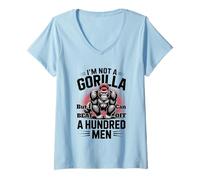 Mujer No es un Gorila, Pero Puedo vencer a 100 Hombres Gimnasio Divertido Camiseta Cuello V